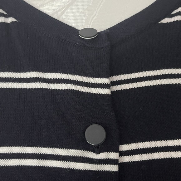 Talbots Sz 3X Striped Button Up 3/4 Sleeve Round Neck Cardigan Coastal Office - Picture 3 of 11